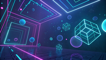 A 3D-rendered abstract futuristic background.