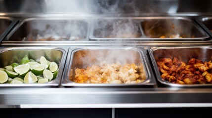 Rustic street side eatery serves steaming mi Quang with fresh lime and chili peppers in vibrant Vietnamese setting