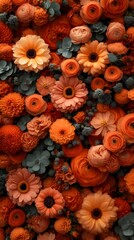 Vibrant orange & peach paper flower wall art