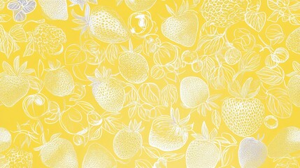 Beautiful Yellow Strawberry Pattern Design for Fabric and Wrapping