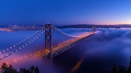 Obraz premium Bridge Over Fog: Dawn's Embrace 