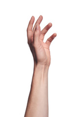 reaching hand isolated on white background