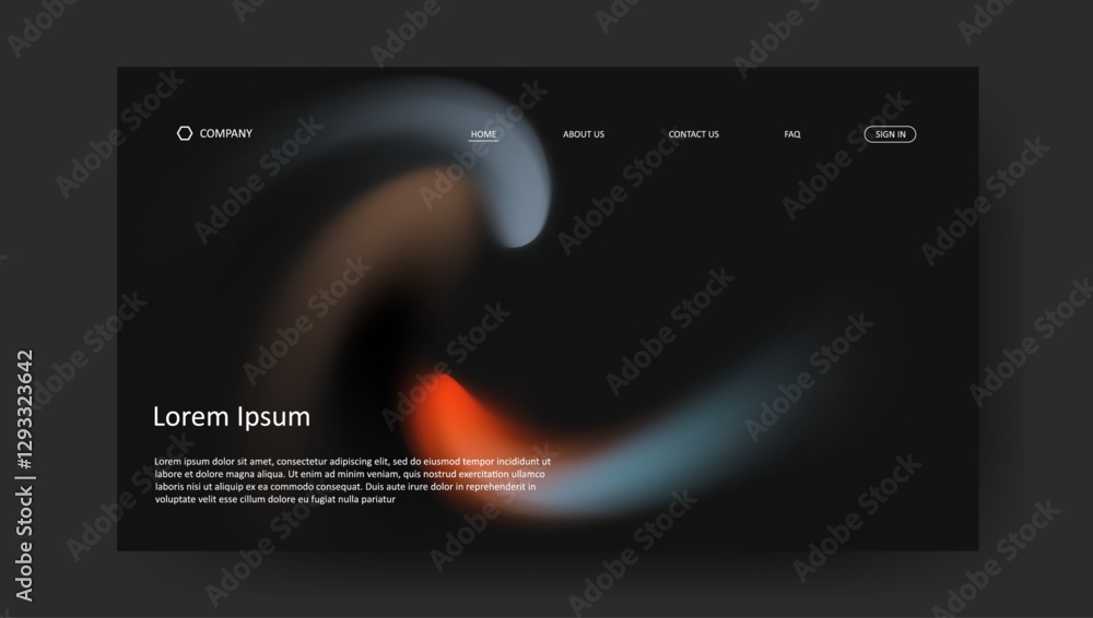 Poster landing page with abstract wave futuristic retro fluid gradient design