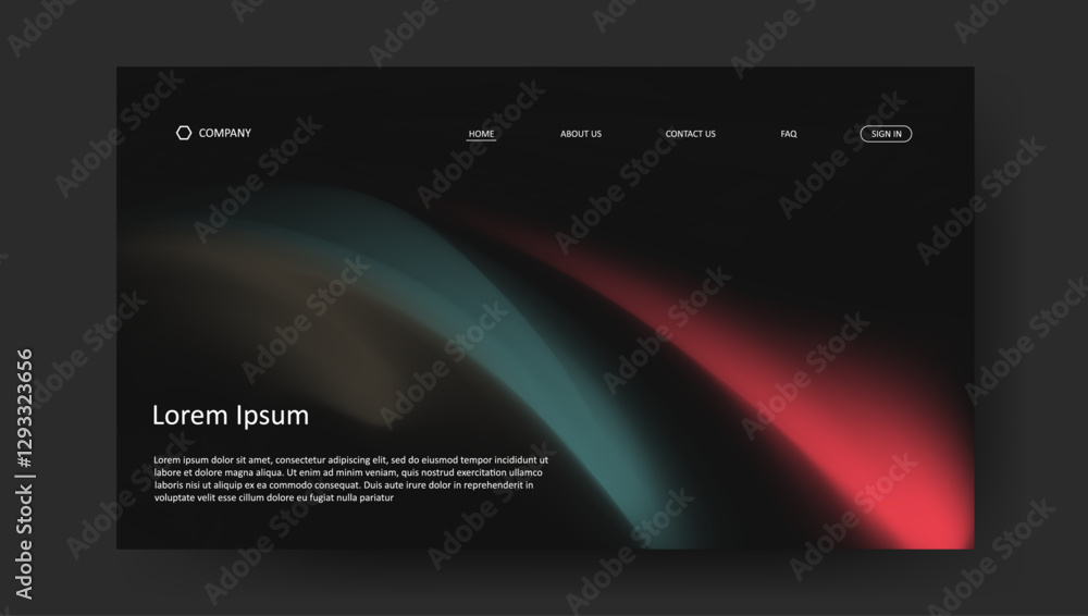 Poster landing page with abstract wave futuristic retro fluid gradient design