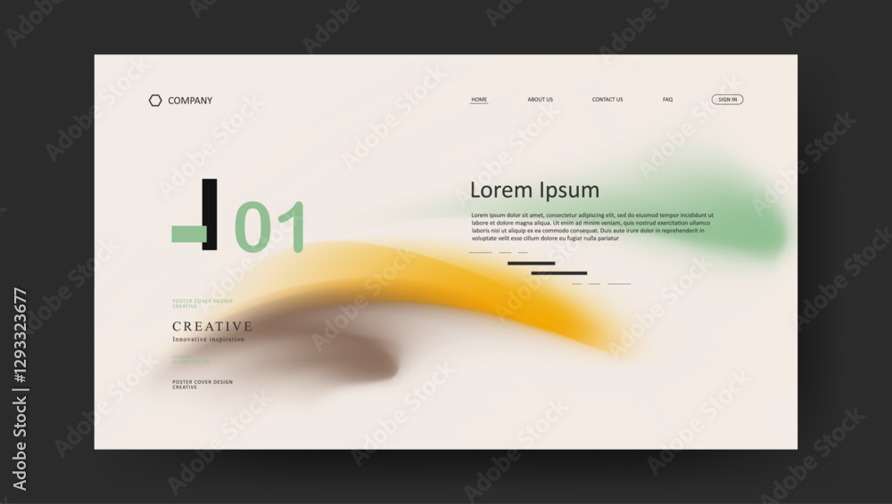 Poster landing page with abstract wave futuristic retro fluid gradient design