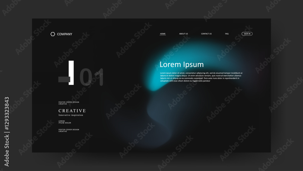 Aufkleber landing page with abstract wave futuristic retro fluid gradient design