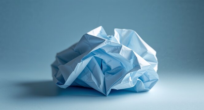 Full frame image of crumpled paper with blue color effect