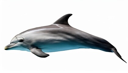 Isolated Grey Dolphin Against a White Background Elegant and Majestic Marine Mammal Embraced by Tranquil Serenity in Striking Monochrome