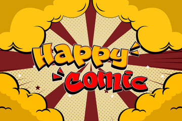Vibrant Comic Style Artwork with Bold Typography and Retro Graphics