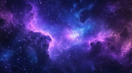 Naklejka premium Cosmic Nebula Purple and Blue Gas Clouds (1)