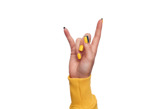 rock and roll hand sign isolated on white background