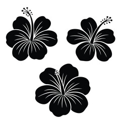 Hibiscus Flower Black and White Silhouette Art