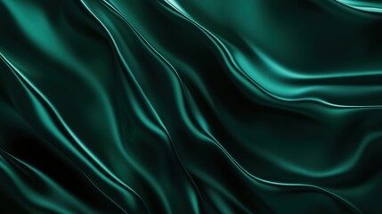Obraz premium Emerald green metallic fluid background with glossy folds for fashion or abstract luxury design