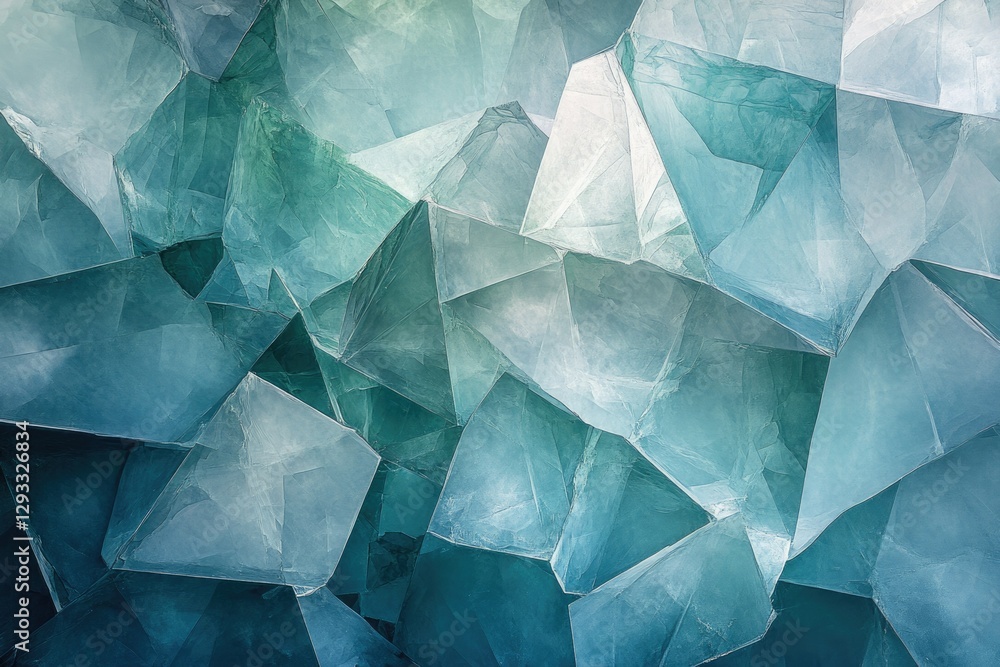 Leinwandbilder A mesmerizing close-up of teal crystal formations, showcasing intricate geometric patterns and translucent textures.