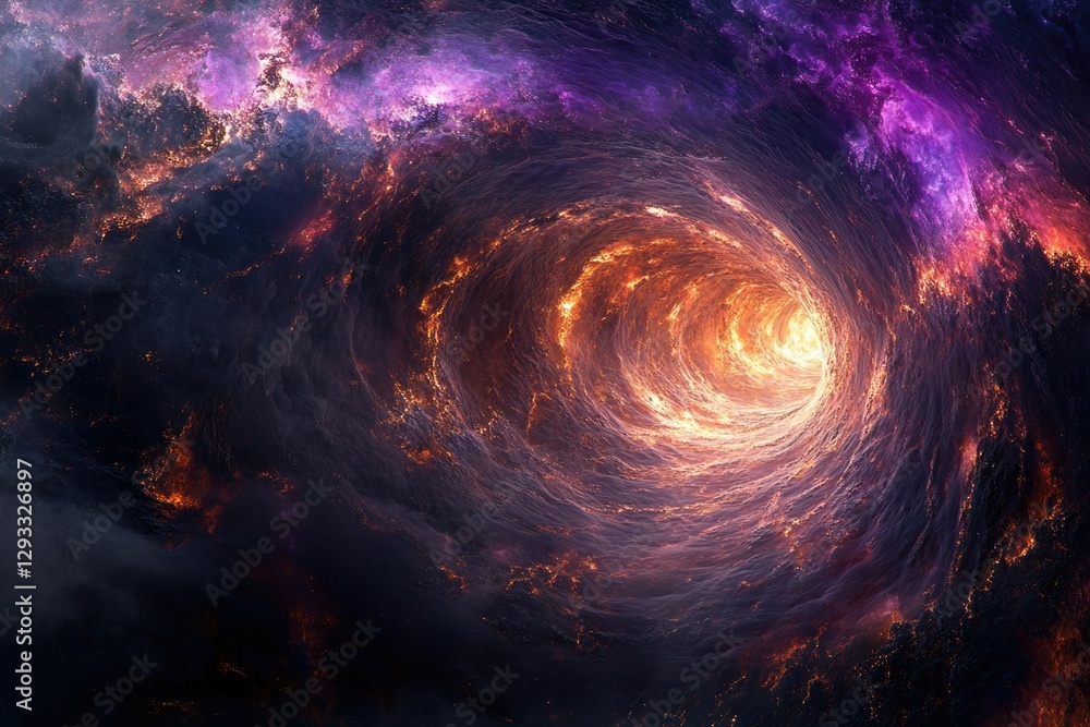 Poster A fiery cosmic vortex swirls within a nebula, creating a mesmerizing and otherworldly spectacle.
