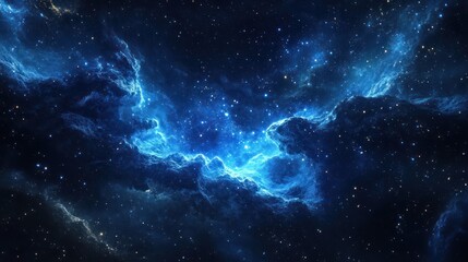 Obraz premium Blue nebula cosmic clouds, space background, science fiction