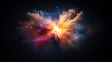 Vibrant Cosmic Explosion of Colorful Stellar Clouds in Space