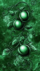 Ornate Green Floral Design with Intricate Details