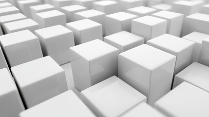  3d illustration white cubes, design with perspective effect