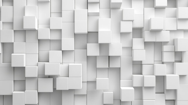  3d illustration white cubes, design with perspective effect