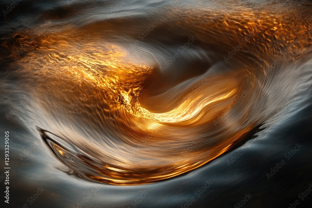 Aufkleber golden sunset reflected on swirling water, creating a mesmerizing abstract vortex.