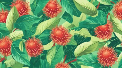 Obraz premium Stunning Tropical Floral Seamless Pattern with Vibrant Colors