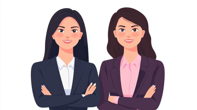 Empowering women in business professional portrait of two businesswomen modern office digital illustration - Powered by Adobe