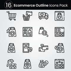E-Commerce line editable icon set. Editable stroke. Vector illustration.