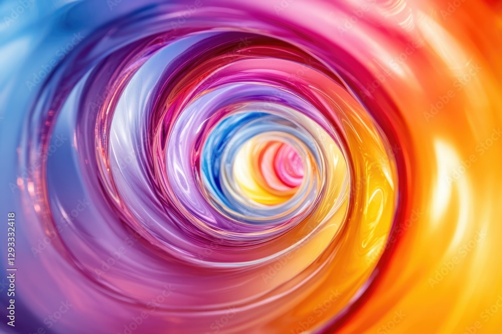 Poster Abstract swirling vortex of vibrant rainbow colors creating a mesmerizing tunnel effect.