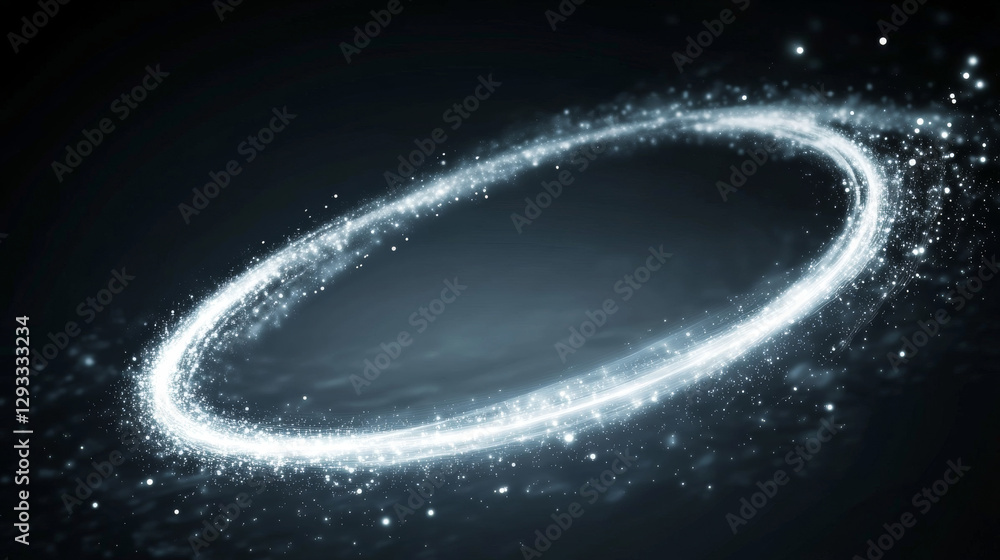 Poster light circles with sparkles, magic glow effect. vector realistic set of white shiny rings and swirls