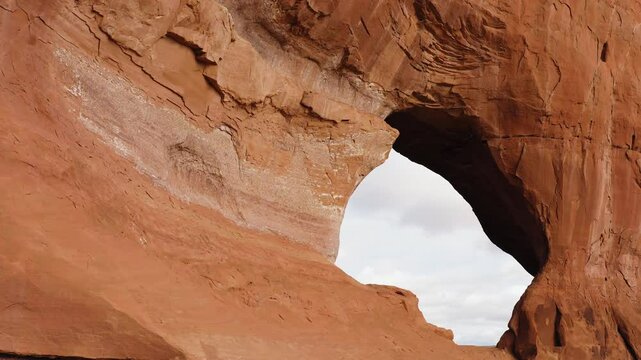 Zoom out of Geologic Formations Looking Glass Arch; Moab, Utha.