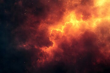Obraz premium Stunning Cosmic Nebula with Fiery Orange and Black Cloudscape for Space Exploration Themes
