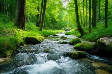 Fototapeta premium Rippling River Water Under Natural Light