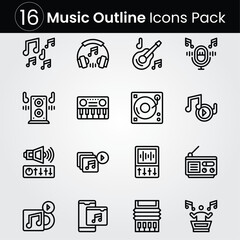 Music line editable icon set. Editable stroke. Vector illustration.