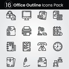 Office line editable icon set. Editable stroke. Vector illustration.