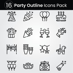 Party line editable icon set. Editable stroke. Vector illustration.
