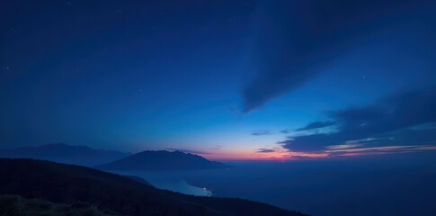 Fototapeta premium Vast, intensely dark blue nocturnal sky; rich color gradation , cosmos, universe