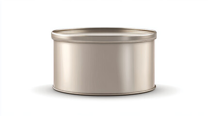 Tin can fish or pet food mockup with pull ring top and front view. Canned round metal jar with closed lid, aluminium preserve canister isolated on white background, Realistic 3d vector mock up, icons