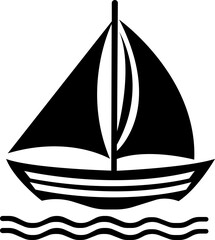 Sail boat icon.Transport travelling vacation marine ship with sail yacht.Water ocean transport boat in flat style.Boat icon silhouette illustration with white background.