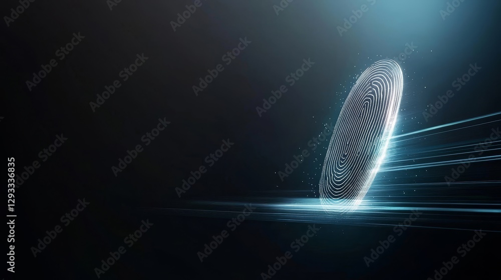 Poster abstract digital fingerprint design with light effects in motion