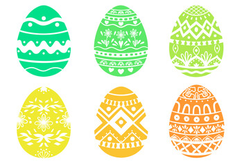 Easter eggs set of vector illustrations, colourful vibrant collection. Spring, decor, design element