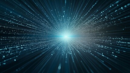 Obraz premium Vibrant Light Rays Emitting from Central Source in Dark Background