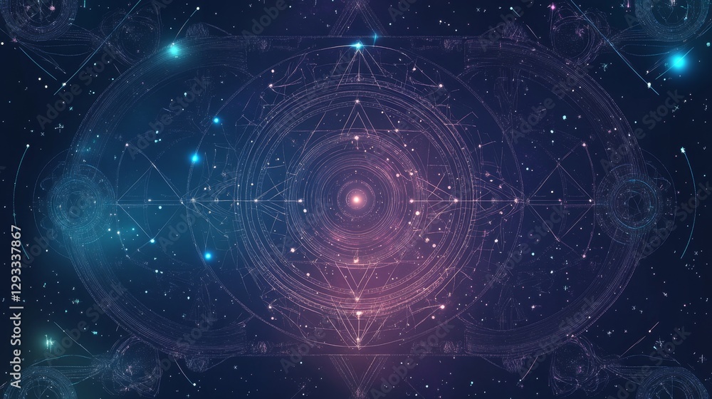 Poster abstract cosmic design with geometric patterns