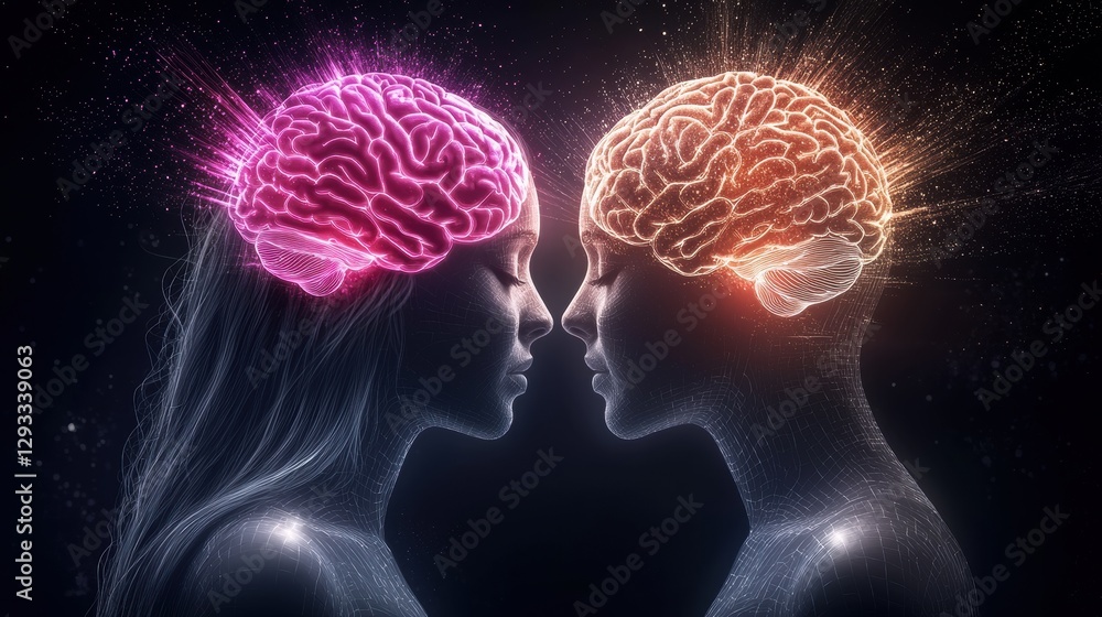 Poster visualizing the connection and potential of the human consciousness through an abstract depiction of