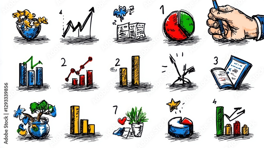 Poster comprehensive collection of business analytics financial infographics charts and data visualization 
