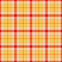 Back texture plaid seamless, print pattern check fabric. Handmade background vector textile tartan in amber and orange colors.