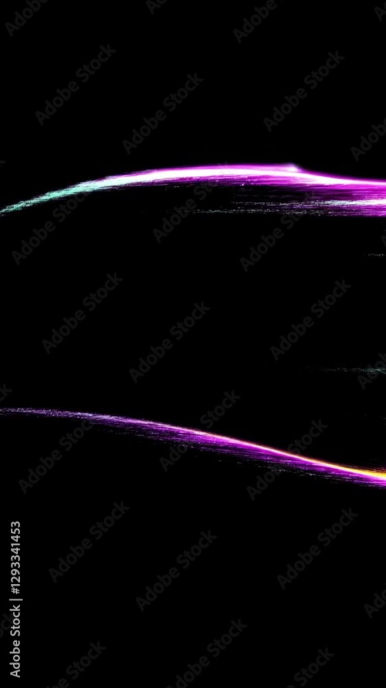 Poster vibrant light trails converging against dark backdrop, generating dynamic visual elements for motion