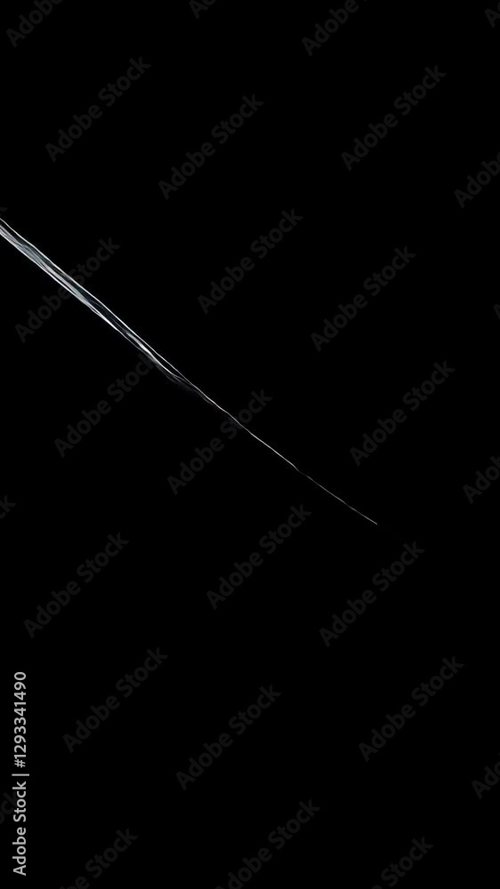 Poster sleek white curved lines flowing dynamically across deep black background, generating minimalist abs
