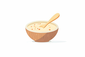 Delightful bowl of oatmeal with a wooden spoon, nutritious breakfast