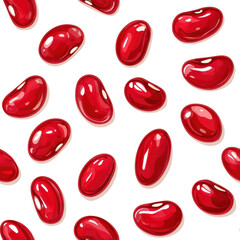 Flat style seamless pattern of red beans, isolate on white background PNG